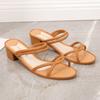 Middle Heel Cross Strap Slippers Female Outer Wear Non-slip Two Wear Sandals Sexy Thick Heel Slippers