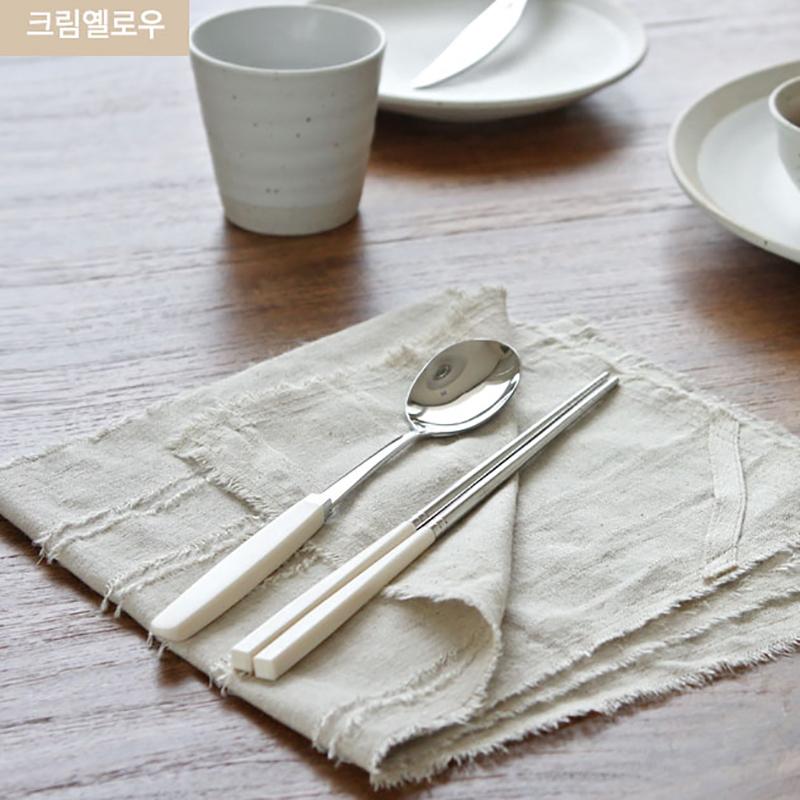 Korean Chopsticks Dessert Spoon Flatware Stainless Steel Cutlery Set Sushi Sticks Coffee Tea Spoons Set Portable Dinnerware Set