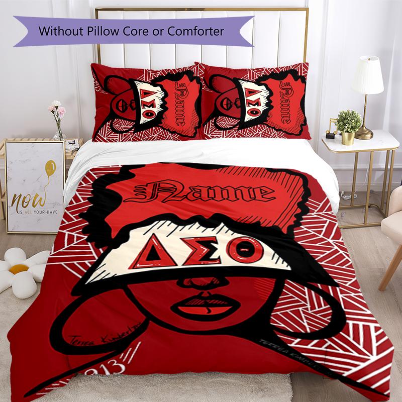 3pcs Custom Name Delta Sigma Theta Bedding Set Duvet Cover Closure Includes 1 Duvet Cover & 2 Pillowcases for All Seasons Bedroom Decor