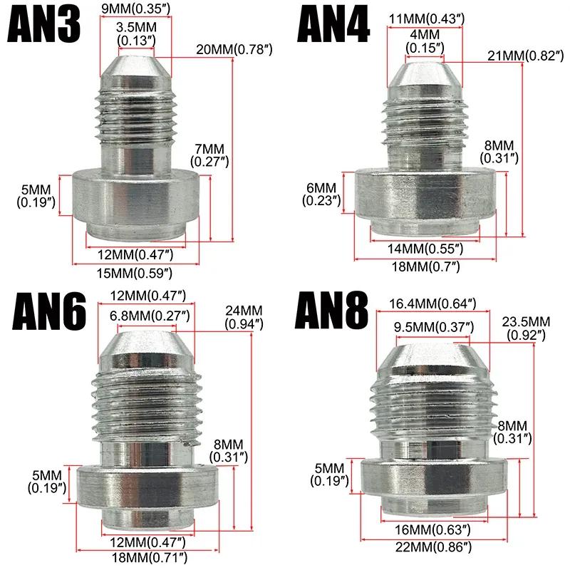 AN3 AN4 AN6 AN8 AN10 AN12 AN16 AN20 Male Weld On Fitting Adapter Weld Bung Aluminum Fuel Hose Pipe Tube Straight Fitting Silver