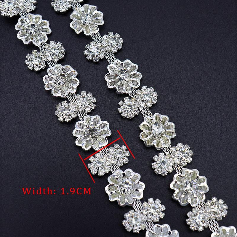 

5Yards Rhinestone Chain Trim Shining Crystal Diamond Accessories DIY Craft Gift Flower Shape Decoration Diamond Metal Chains 5Yards серебряный