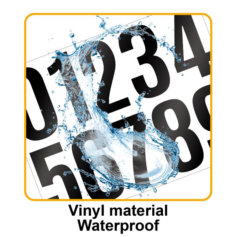 Large 4 Inch Reflective Number Sticker Glossy Metal Silver Black Self Adhesive for Mailbox Address ID