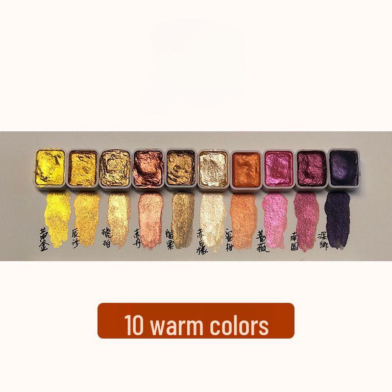 Pearlescent Gold & Silver Watercolor Paint for Nail Art & Chinese Painting