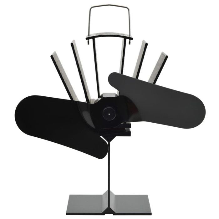 VidaXL Ventilateur de poêle alimenté par chaleur 2 pales Noir