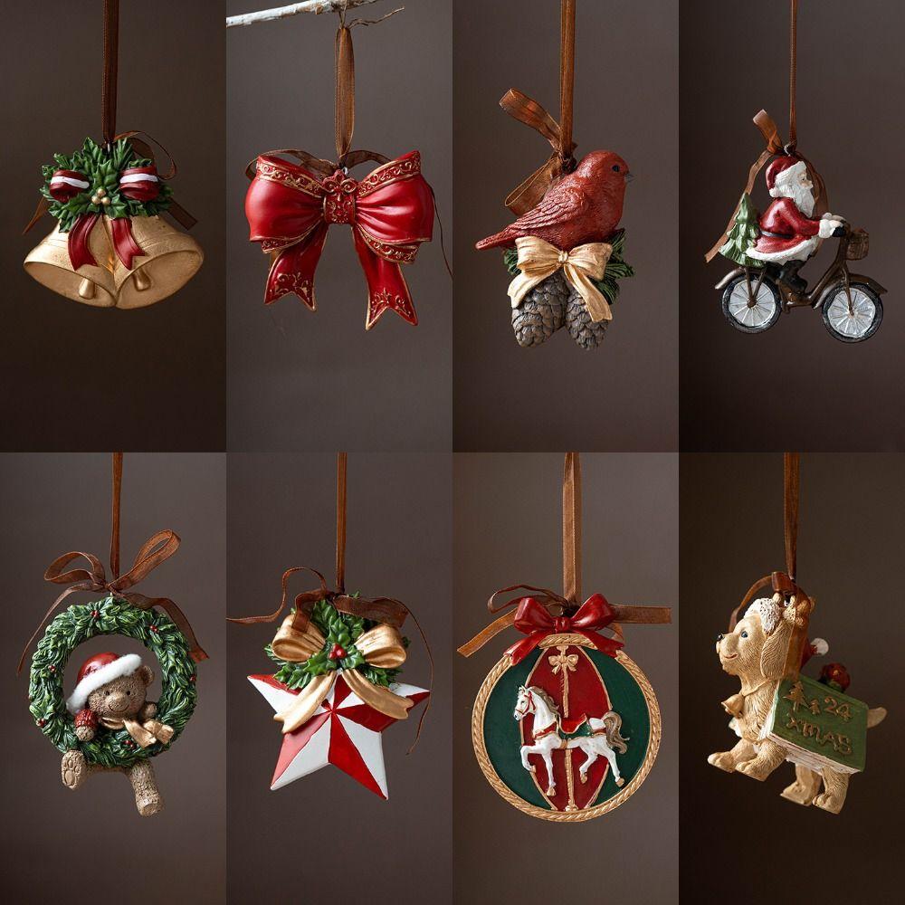 Santa Claus Christmas Tree Hanging Decor 3D Design Resin Hanging Ornament Window