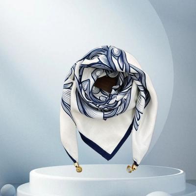 Vintage Style Ladies Square Scarf Wraps Neck Magnetic Buckle Scarf Cross Scarves Triangle Scarf Cross Neckerchief Silk Scarf