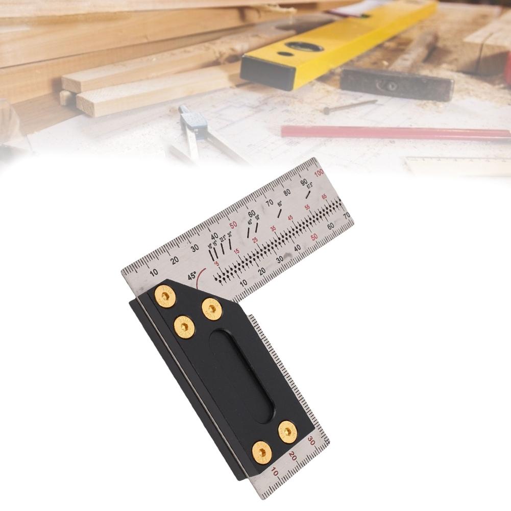 Stainless Steel Woodworking Marking Ruler Featuring Clear Markings and Stable Base for Accurate 90-Degree Angle Measurement