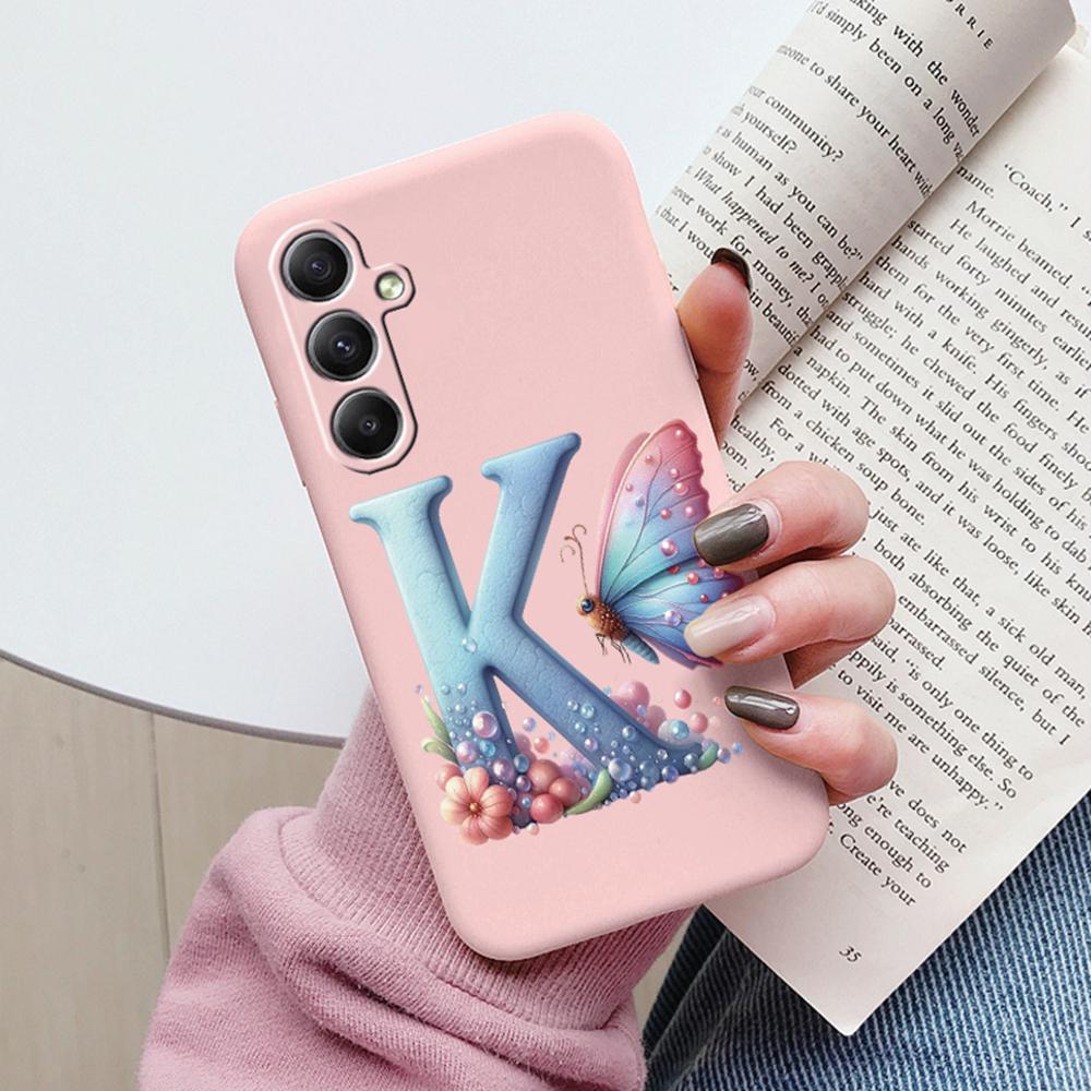 Phone Case For Samsung Galaxy A15 A25 A35 A55 A13 Colorful Letter Love Flower Butterfly Women INS Shell Fundas Bumper Soft Cover