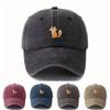 Fox Pattern Printed Visor Baseball Cap Adjustable Washed Cotton Baseball Hats Faded Outdoor Leisure Casquette