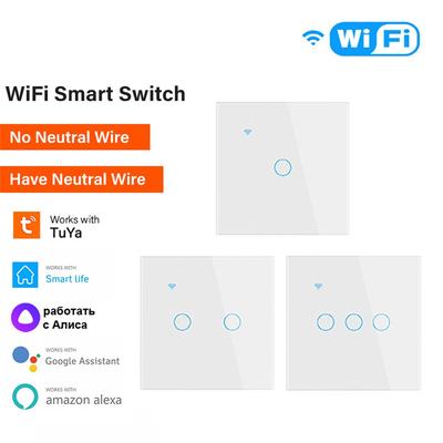 TUYA Smart Touch Schalter 1/2/3/4 Gang WiFi Smart Home Wand Licht Taste 86 EU Control Panel Für Alexa Und Google Home Assistent