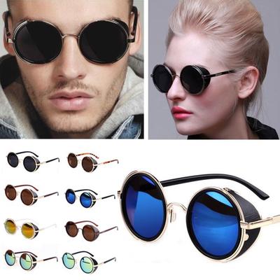 Steampunk Mens Sunglasses Mirrored Sunglasses Round Circle Sun Glasses