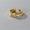 BF CLUB Silver Color Geometric Double CZ Rings For Women Men Simple Design Fashion Open Adjustable Handmade Couple Ring Gifts
