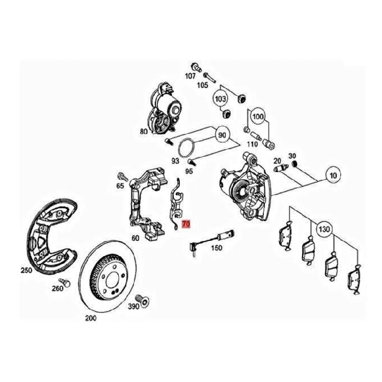 0009937807 Quick Install Metal Brake Caliper Springs For C Class W205 GLC C253 X253 Rear Brake Maintenance