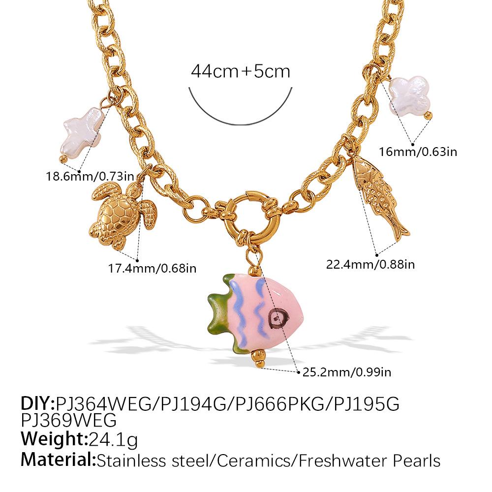 Ocean Wind Resort Beach DIY Pendant Starfish Necklace Stainless Steel Gold Plated Necklace Jewelry Women
