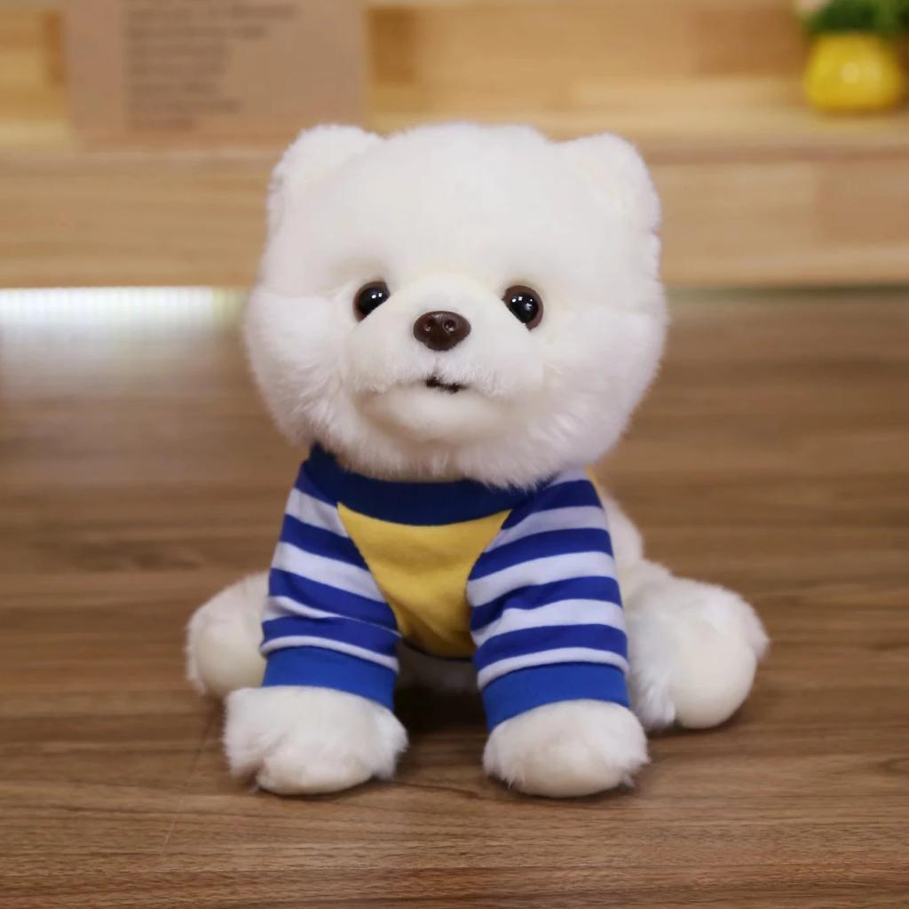 25cm Sitting Dressed Doggy Dog Toy Long Plush Cute Pomeranian Little Pet Animals Dolls Children Birthday Gift Drop Shipping