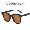 Korean Style 2022 Retro Square Studded Sunglasses - Black Frame with Tea Tint