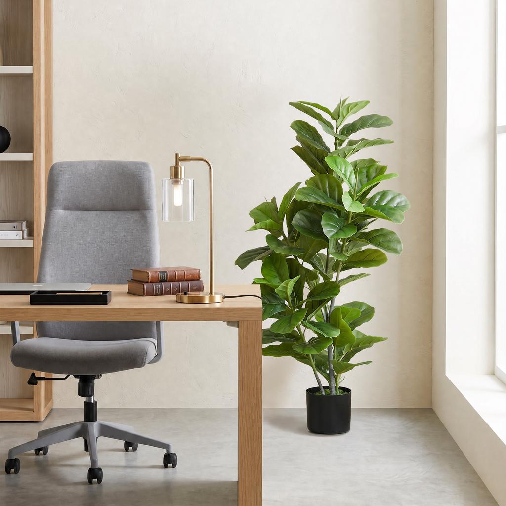 Artificial Ficus Plant, 110 cm Tall with 90 Leaves & Pot for Living Room