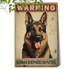 Vintage D Flat Warning German Shepherd On Patrol Tin Sign Retro Rustic Metal Wall Decor for Home Yard Dog Lovers Patrio