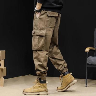 Heren Trendy Losvallende Japanse Casual Buitensportbroek met Grote Zakken en Wintermanchetten