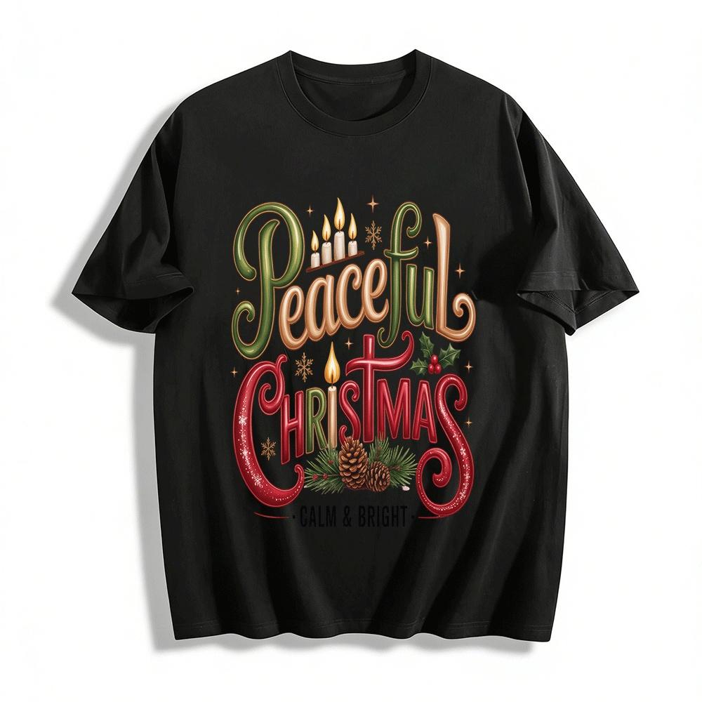 Peaceful Christmas Calm Bright Print Casual Holiday Sweatshirt Pure cotton T-shirt XXS
