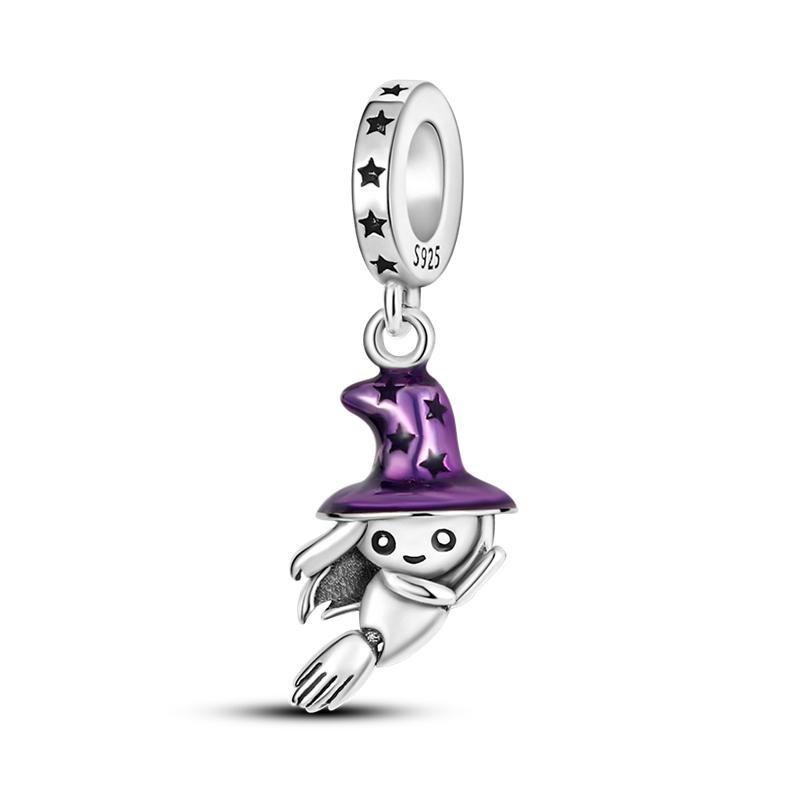 Charms Halloween Fantasy Festival Witch Ghost Skeleton Theme Beads Fit 925 Charm Bracelet Beads Jewelry Gifts for Women