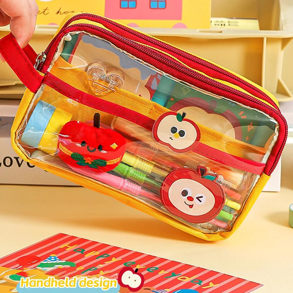 Large Capacity Pencil Bag Simple Japanese Ins Style Multifunctional Bag School Stationery Organizer for Junior High Students