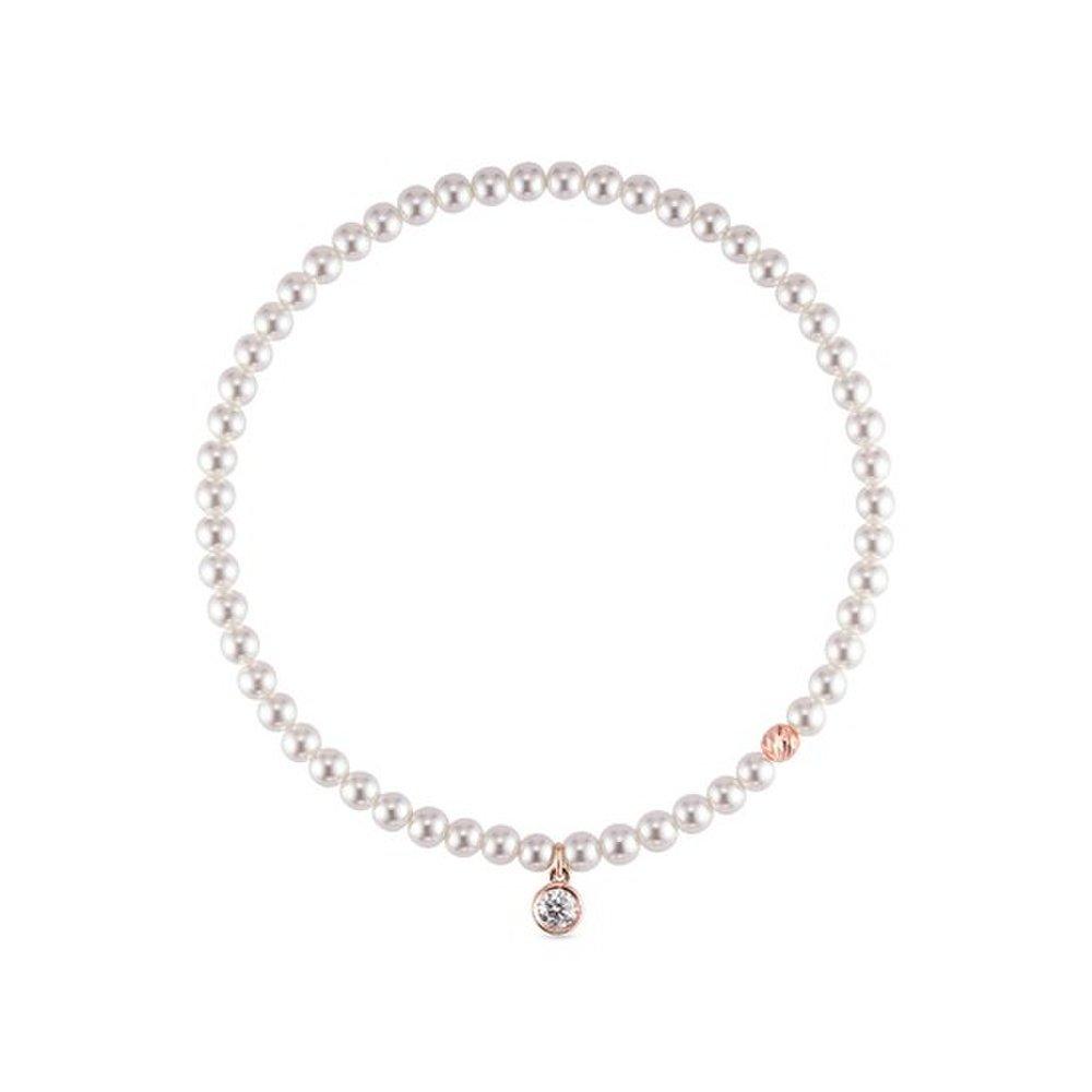 14K Pink Gold Lucy Moissanite Pearl Bead Bracelet_Bezel