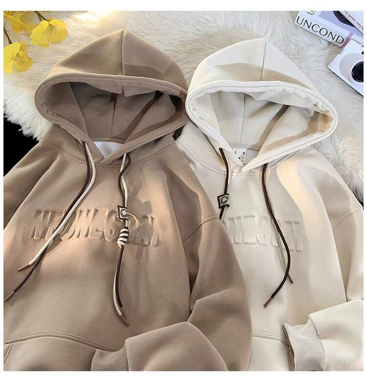 Unisex Thick Fleece-Lined Hoodie - Trendy, Heavyweight, Loose Fit for Autumn/Winter 2025 Arrival