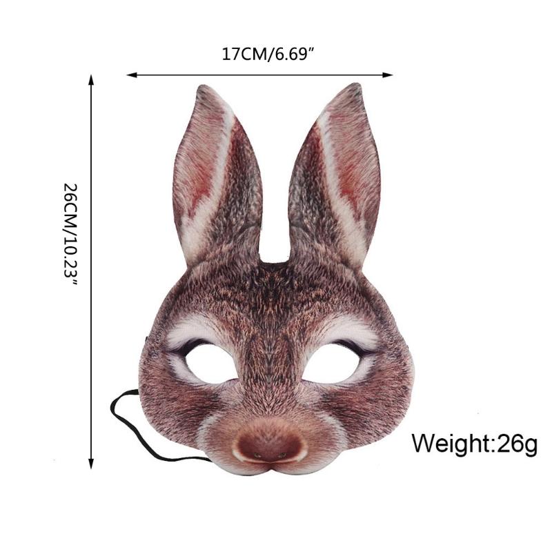 Painted Rabbit Mask Half Face Cosplay Costumes Unisex Props Animal Party Masquerade Halloween Accessories