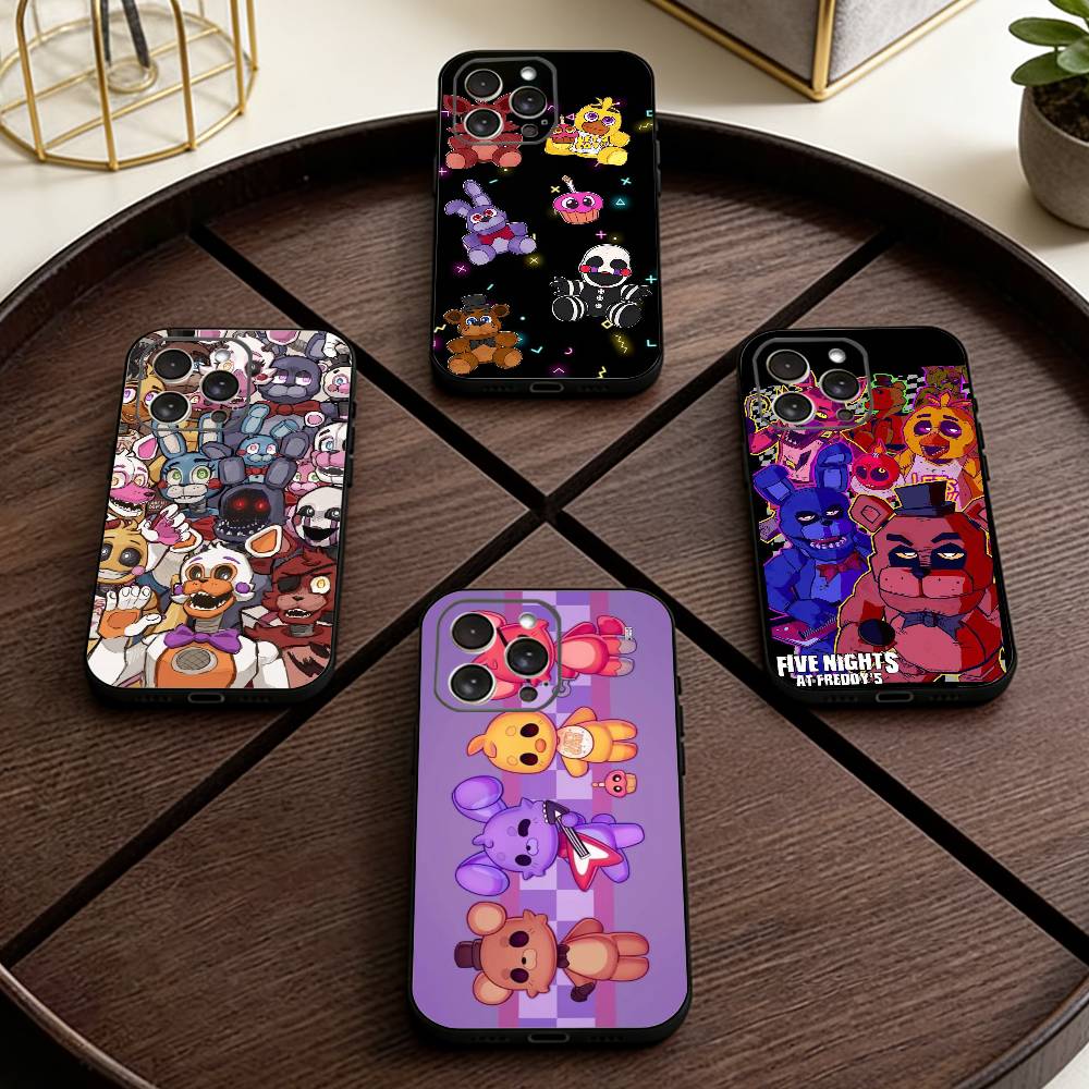 Five Nights At F-Freddys F-Fnaf Phone Case For iPhone 17,16,15,14,13,12,11 Plus,Pro Max,XS,Soft Silicone Black Cover