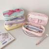 ins Soft Fabric Pencil Bag Student Simple Bow Storage Bag Stationery Bag Desktop Storage Bag