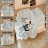 2026 Women's Cloud Cotton Pajama Set: Plus Size Loose Cardigan, Short Sleeve Top & Shorts for Spring/Summer Home Wear.