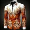 Men's Plus Size Hawaiian Shirt Long Sleeved Button Up Retro Floral 3D Print Gold Exquisite Pattern Fashionable 12 Colors Availab