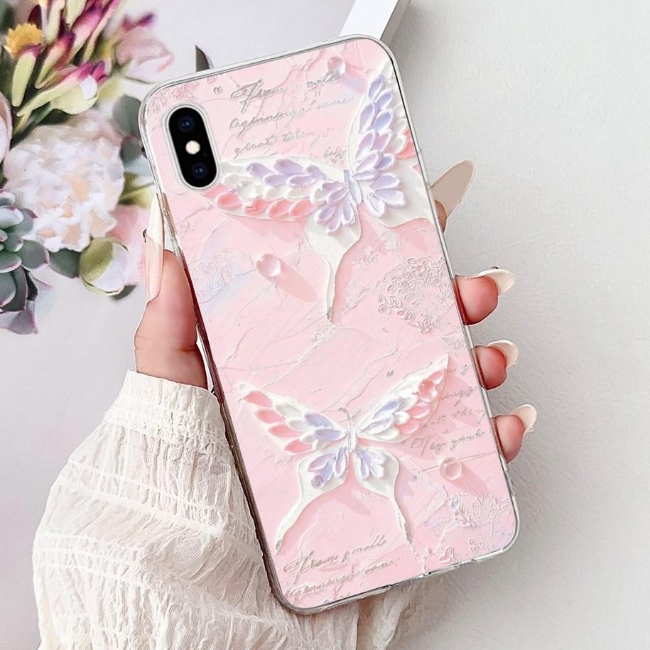 Per iPhone X XS Custodia Popolare Fiore Farfalla Morbido Trasparente Silicone Sottile Cover Posteriore Per iPhoneXS Max XR Custodia iPhoneX Bumper
