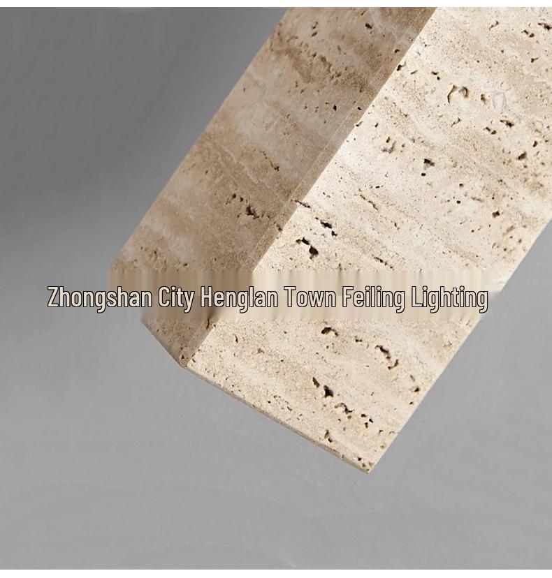 Nordic Wabi-Sabi Yellow Cave Stone Pendant for Restaurant or Bedroom Lighting