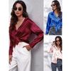 Solid-Color Long-Sleeve Business Shirt Top Satin Long Sleeve Shirt Top