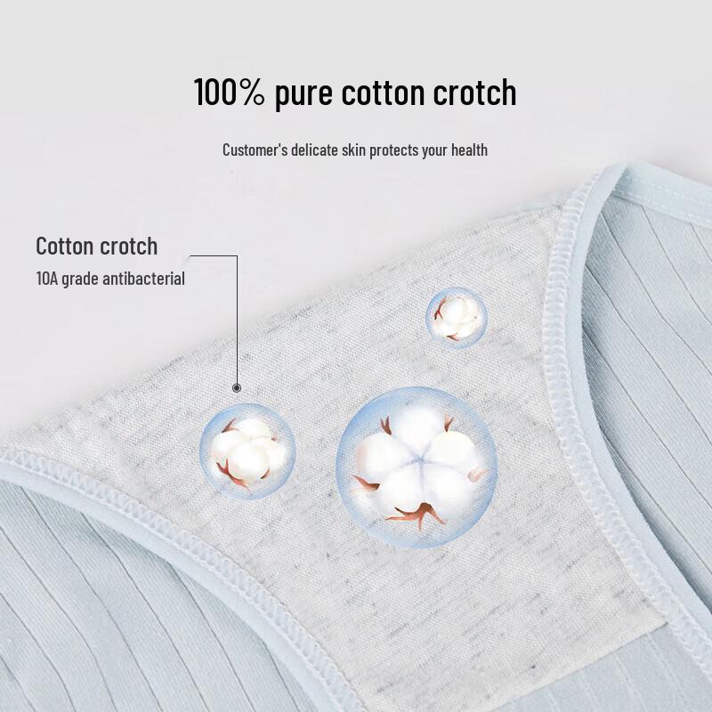 Yalu Women's Seamless Pure Cotton Antibacterial Mid-Waist Briefs (4-Pack)