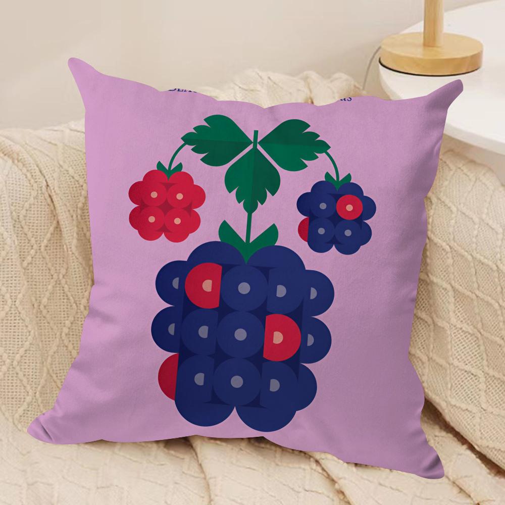 Fruits Anime Simple Cushion Cover Soft Plush Fabric Double-Sided Printed Sofa Cushion Cover for All Seasons Home Decor Gift