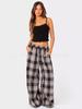 Women's Plaid Elastic Waist Straight-Leg Casual Pants