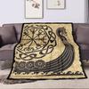 Viking Ship and Norse Symbol Design Patterned Flannel Blanket Perfect for the Bedroom Living Room, Sofa, or a Little Nap