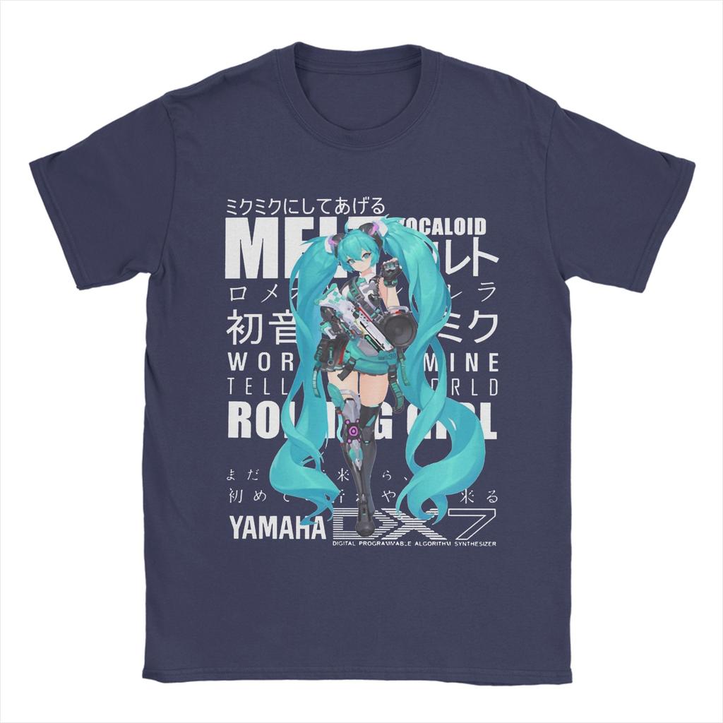 Hatsune Mikus Vocaloid Girl T-Shirt Herren Baumwoll-Oberteile Streetwear Rundhals Kurzarm