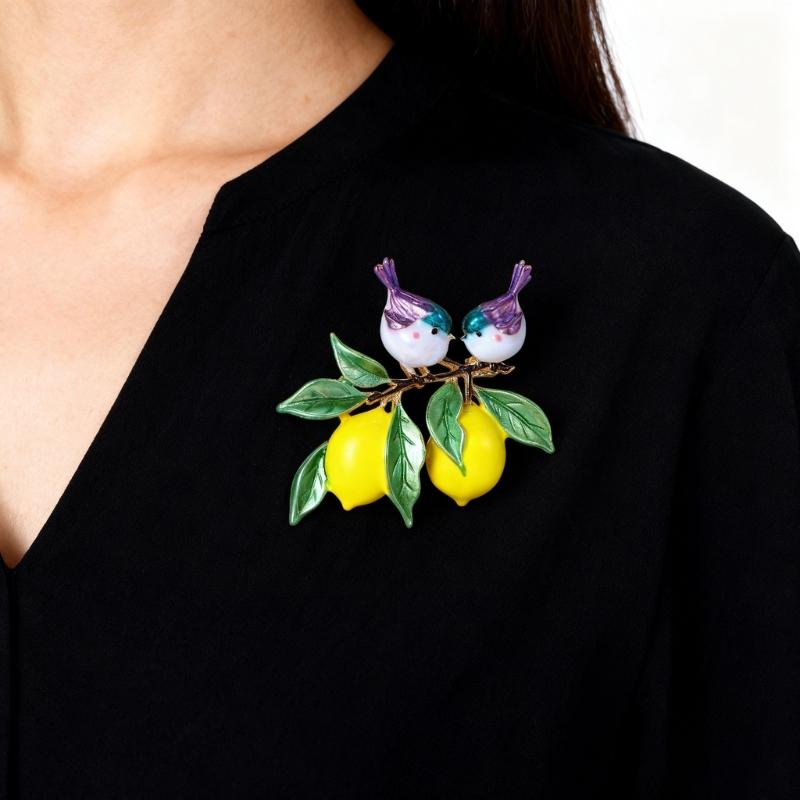 Cartoon Style Lemon Bird Alloy Safety Badge Pin Spring Summer Fashion Unisex Brooch Decorative Scarf Clip Bag Charm