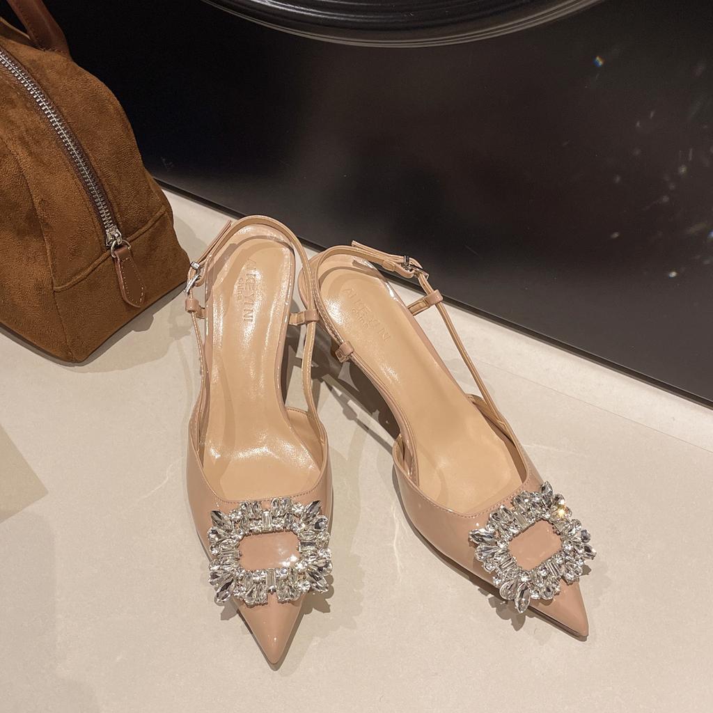 Fashion New 2025 Fashion Women High Heel Sandals Pointed Toe Rhinestone Decorated Pointed Toe Sandals Women Elegant Ladies Shoes
