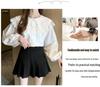 Korean Style Doll Collar Lace Trim Long Sleeve Shirt for Spring & Autumn