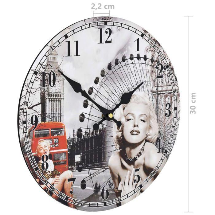 VidaXL Horloge Murale Vintage, Pendule Murale, Décoration de Chambre à Coucher Cuisine Bureau Salon Maison Intérieur, 50628