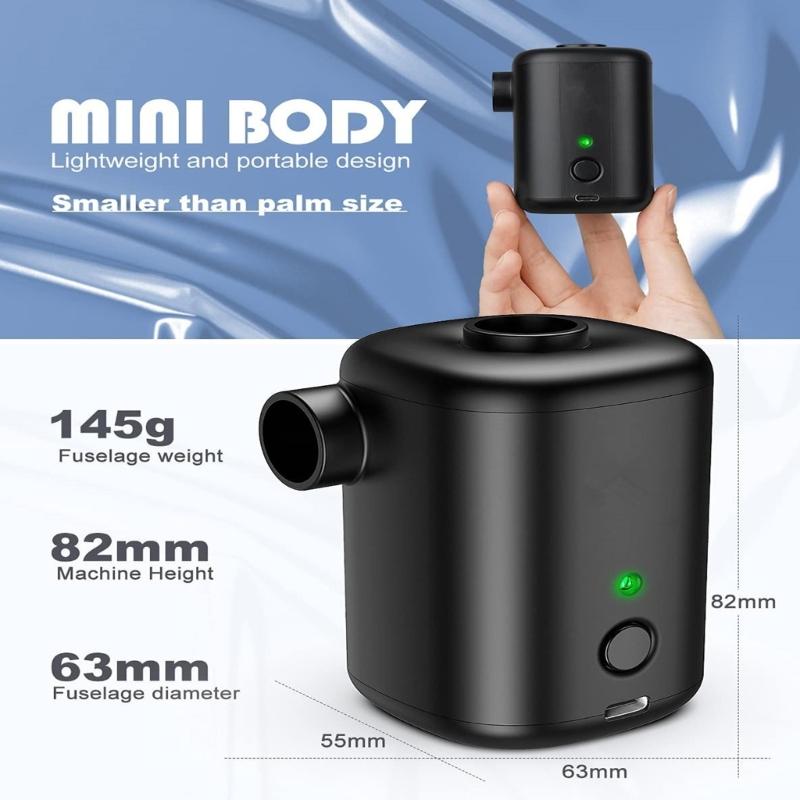 4kPa Mini Luftpumpar Bärbar Uppladdningsbar Uppblåsare För Poolleksaker Sovmattor Camping Vandring Resa