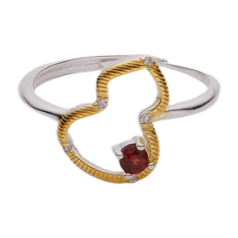 Caibao Jewelry S925 Sterling Silver Set With Natural Sapphire Garnet Ring Women S Xiaohongshu Earrings