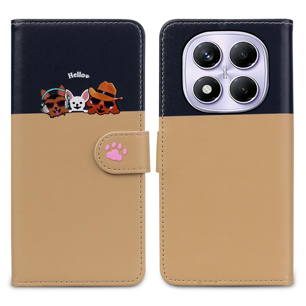 Cartoon Pet Series for Xiaomi Redmi Note 14 Pro 4G Wallet Phone Case Splicing Leather Flip Cover