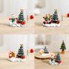 Casa Miniatura de Resina de Natal Boneco de Neve Decoração Cênica Para Display Festivo de Mesa