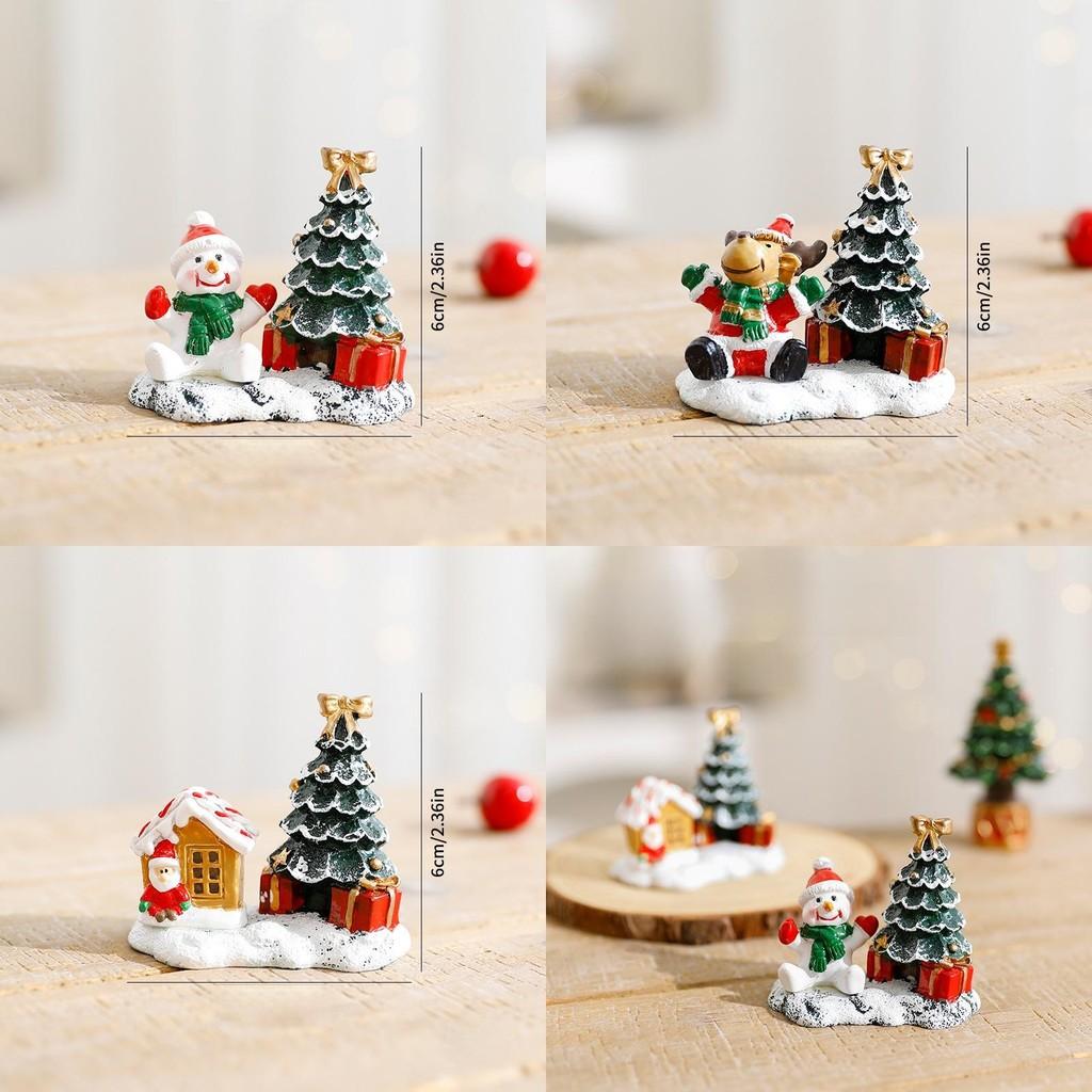 Casa Miniatura de Resina de Natal Boneco de Neve Decoração Cênica Para Display Festivo de Mesa